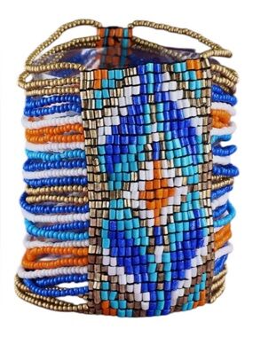 Southwestern Seed Bead Cuff Bracelet – Blue Multi | NWT
